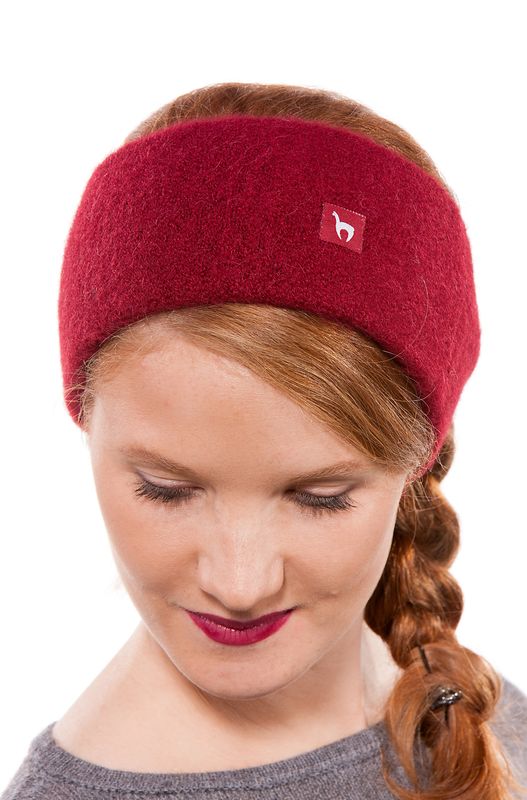 Alpakka pannebånd, Stretch, unisex, vinrød