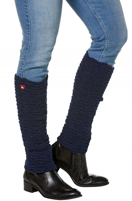 Alpakka leggvarmer, BIESEN, blå-mellert