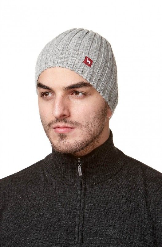 Alpakka lue, Skycap, ribbestrikket, Grå