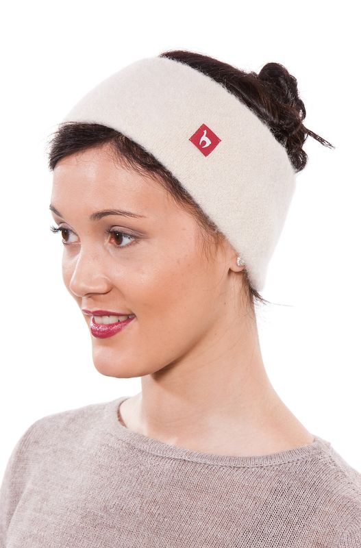 Alpakka pannebånd, Stretch, unisex, hvit