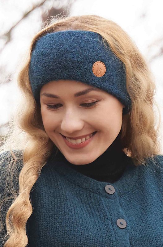 Alpakka pannebånd, Stretch, unisex, petrol