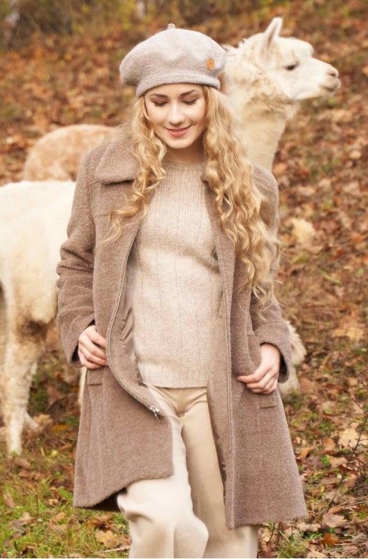 Alpakka lue, BERET Basker, sand