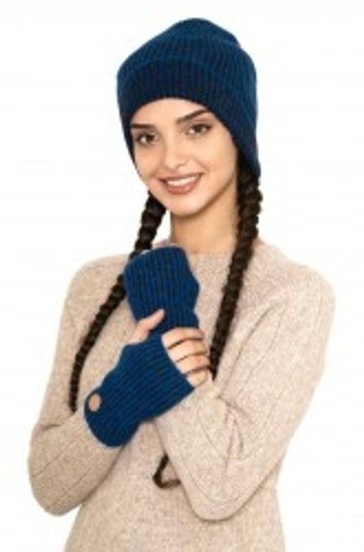 Alpakka lue, MARINO, unisex, blå/sort