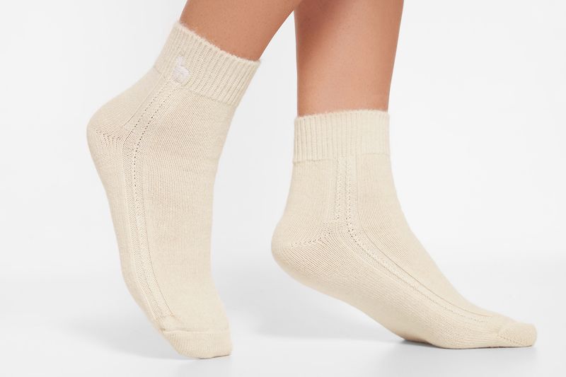 Alpakka ankelsokk, Glattstrikket, hvit